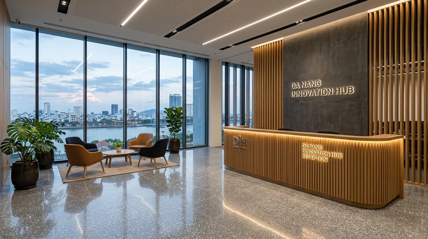 Sảnh lễ tân & Brand Wall Innovation Hub